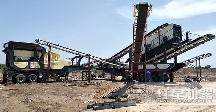 環(huán)保型流動(dòng)式碎石生產(chǎn)線(xiàn)現(xiàn)場(chǎng)