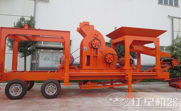 簡易式破碎站，搭載雙級錘式粉碎機