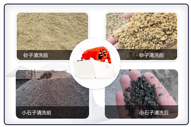 石子清洗機(jī)械洗砂、洗石前后展示