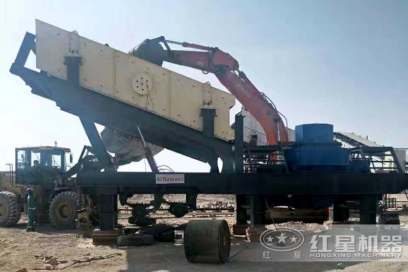 山東煙臺客戶一小時100噸一體式破碎、制沙設(shè)備